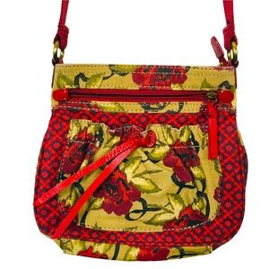Fossil Floral Print Leather Trimmed Crossbody